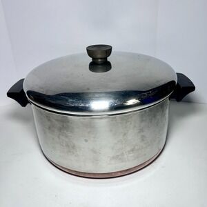 Vintage Revere Ware Copper Bottom 6Quart -79 Stock Pot with Lid Rome NY